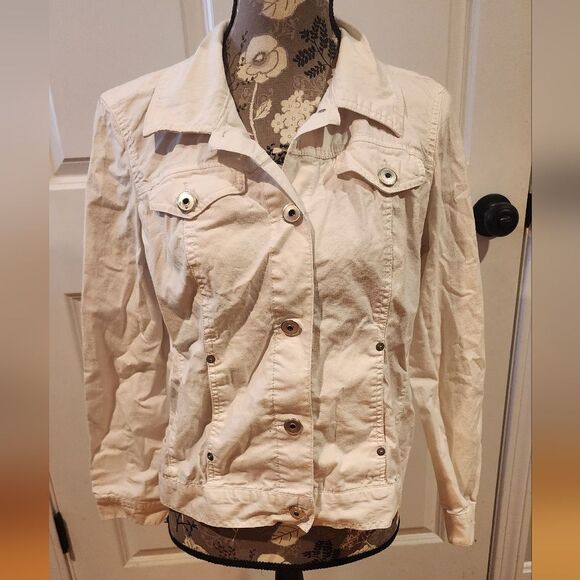 Baccini white lightweight button up jacket M - Picture 1 of 4